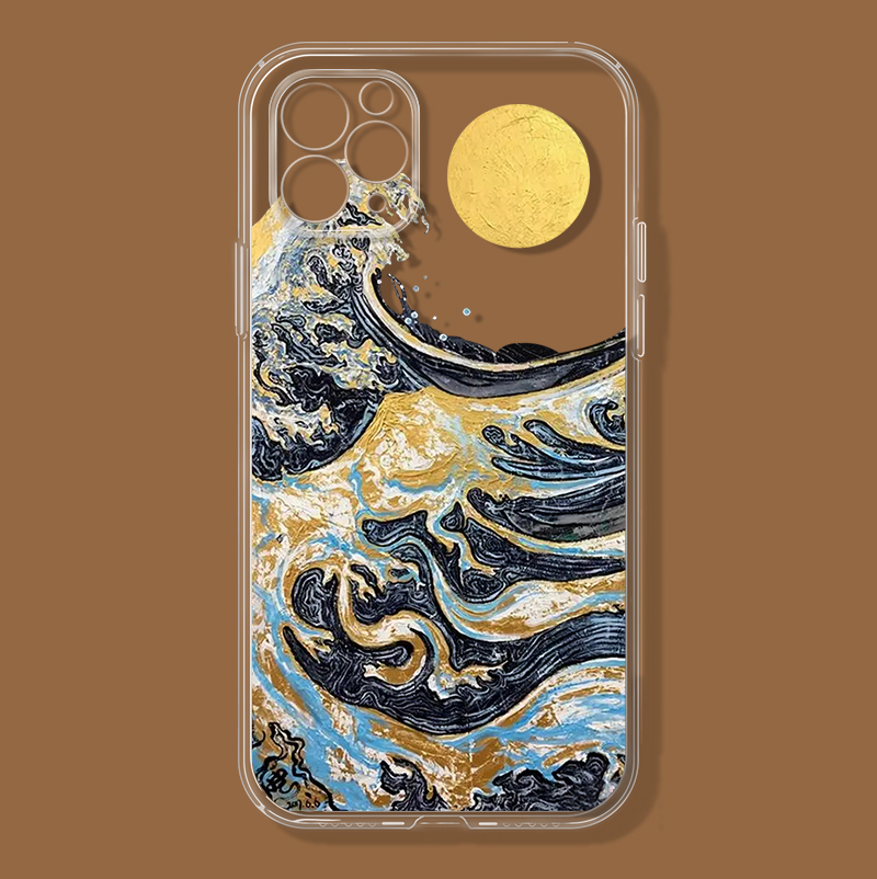 油画海上生明月适用iPhone13苹果14华为nova8/p30荣耀50手机壳xr小米12红米note11艺术vivos10个性opporeno5k - 图0