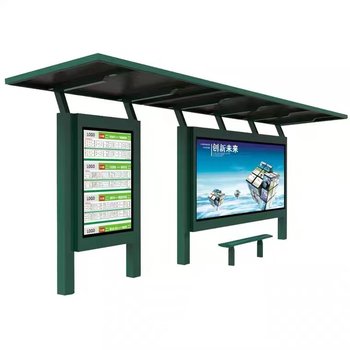 Customized antique stainless steel bus stop shelter rolling light box intelligent electronic greeting stop sign shelter customized