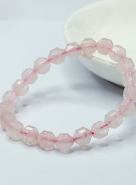 粉水晶手串切面手链手饰水晶彩宝女士气质简约饰品甜美可爱少女风