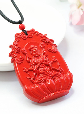 朱砂斗姆元君吊坠红砂古风项链挂件新中式民族风饰品情侣闺蜜礼物