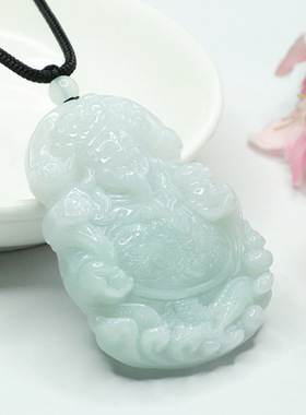 天然缅甸A货翡翠吊坠财源滚滚财神爷玉石男女士时尚项链挂件