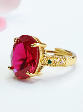 培育红宝石戒指红刚玉指圈时尚首饰新中式民族风手饰品女士款礼物