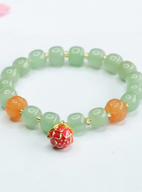 东陵玉手串老型珠一品清廉莲花提溜手链宫廷风女士款气质简约饰品