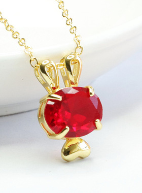 时尚红色兔子吊坠项链时尚个性本命年女士吉祥纳福礼物生肖兔饰品