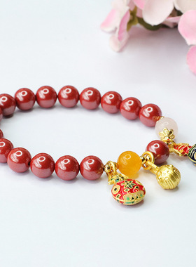 朱砂手串帝王砂吞金兽手链宫廷风首饰复古风男女士吉祥纳福礼物