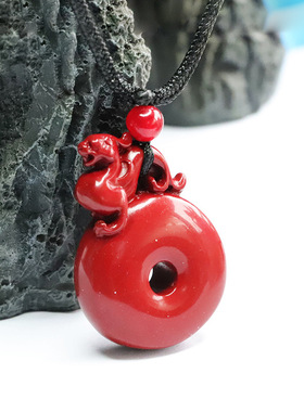 朱砂吊坠紫金砂招财貔貅平安扣挂坠项链国潮男女士百搭简约饰品