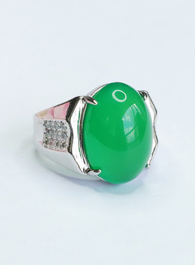 绿玉髓戒指指圈鸽子蛋绿玛瑙扳指新中式民族风手饰品情侣闺蜜礼物