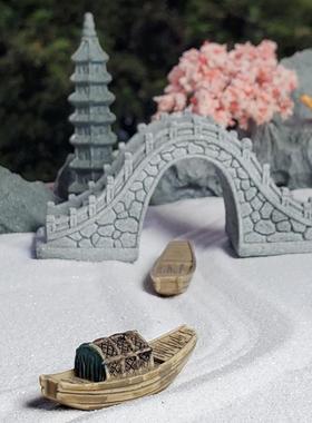 小桥微景观造景摆件鱼缸石桥中式石拱桥模型古桥雨林缸沙盘枯山水