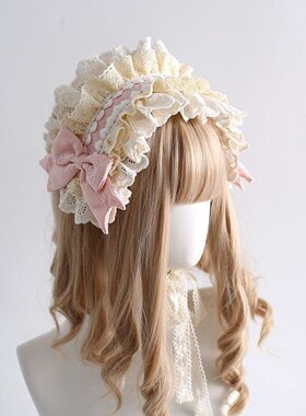 洛丽塔头饰甜美蕾丝蝴蝶结拍照可爱芭蕾风lolita发带漫展cos发饰