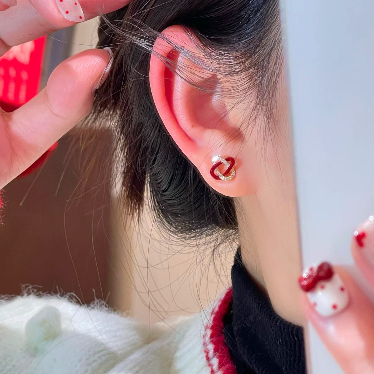 2026马年本命年耳钉同心结新年红色耳钉女高级感轻奢马年耳饰,淘宝优惠券,粉丝福利购,淘宝优惠卷