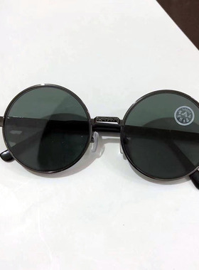 水晶平光眼镜无度数复古风太阳镜圆框男墨镜石头镜女老人养眼护目