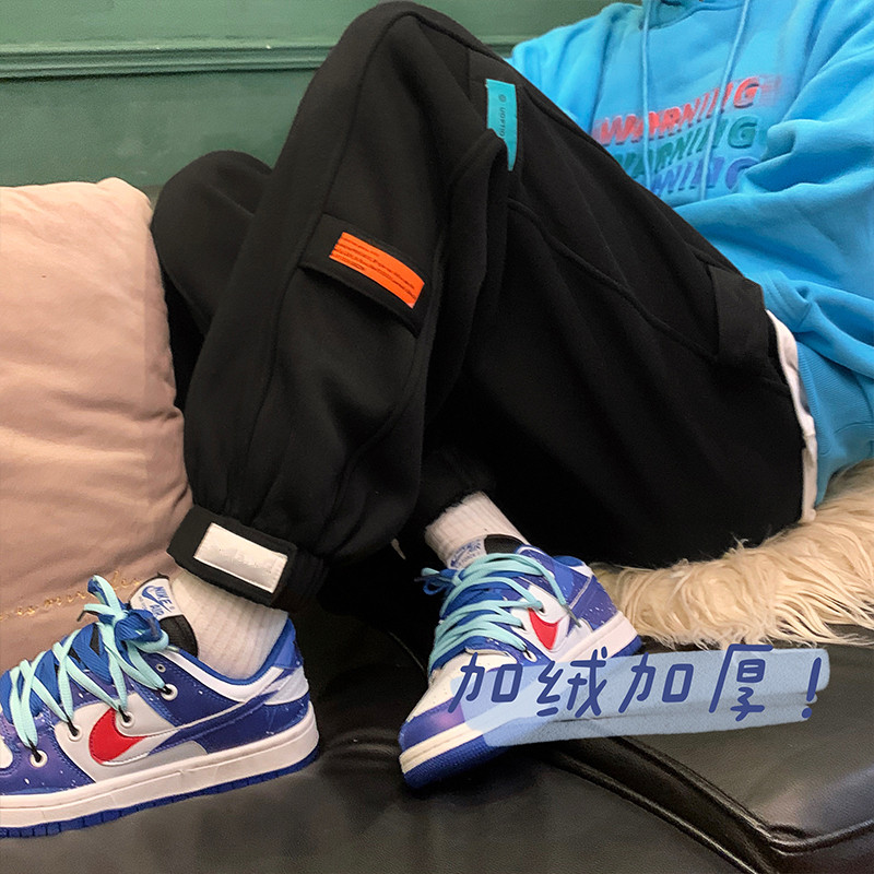 加绒加厚男2021新款ins宽松卫裤 启乘卫裤