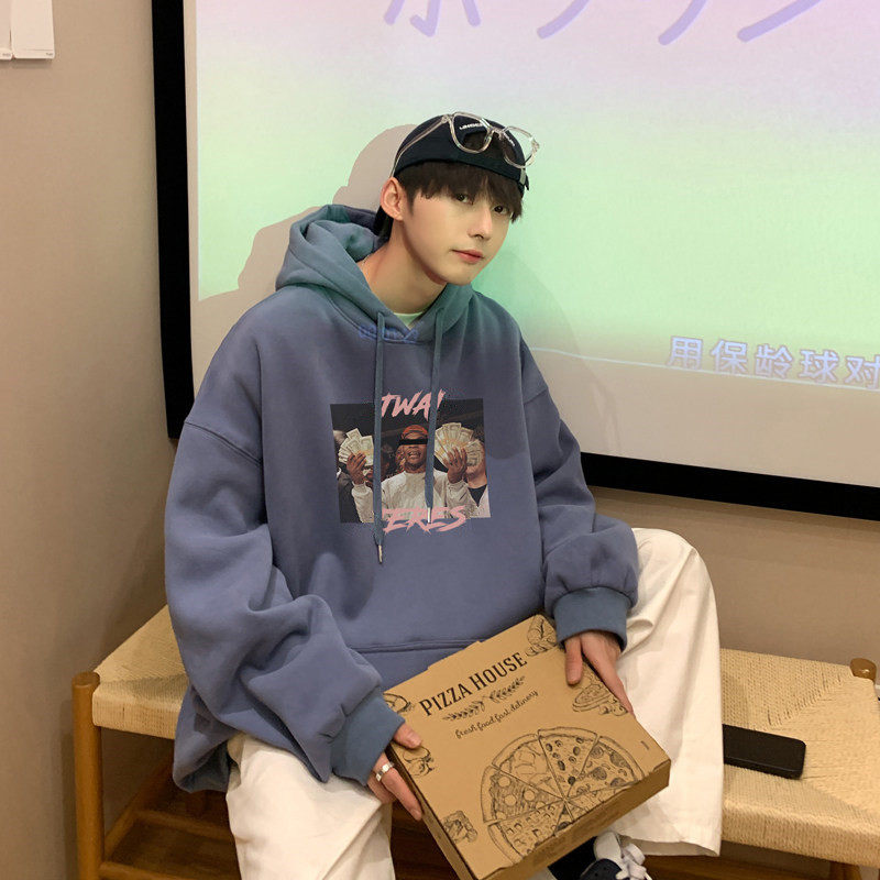 加绒男冬季潮ins欧美美式加厚卫衣 启乘卫衣