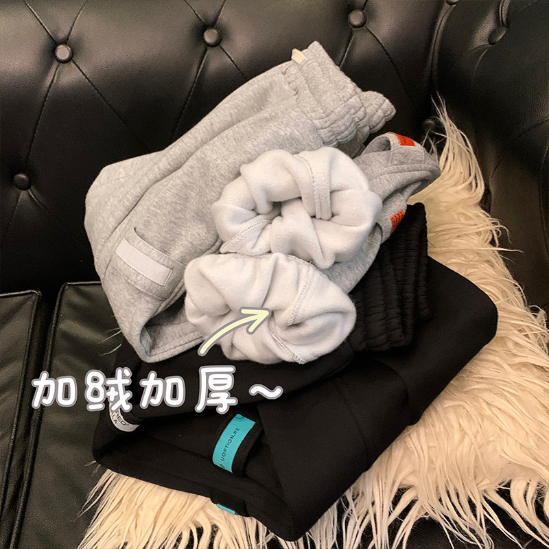 加绒加厚男2021新款ins宽松卫裤 启乘卫裤