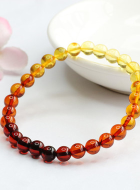 天然彩虹琥珀手串金珀渐变色珠宝饰品女士气质简约饰品礼物手链