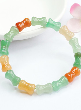 天然东陵玉竹节手串路路通多宝手链珠宝甜美可爱少女风多巴胺饰品