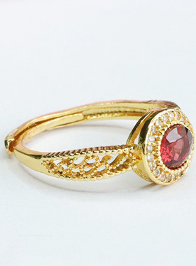 天然酒红石榴石戒指女人石水晶指环男女士款礼品气质文雅大气饰品