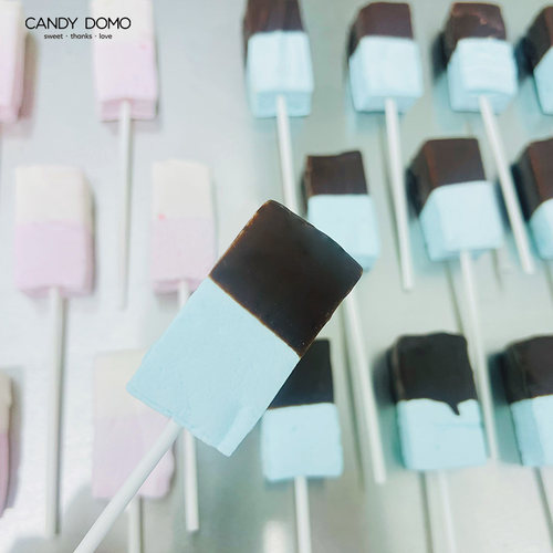 CANDYDOMO创意嚼劲十足的巧克力棉花糖棒棒糖儿童水果味零食礼物 - 图0