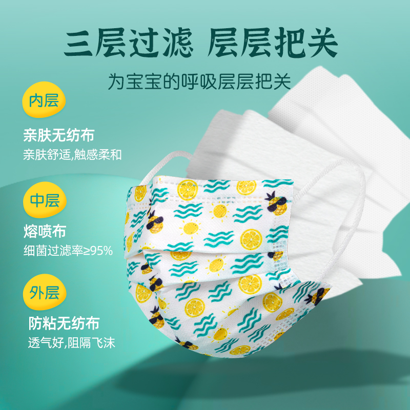 集瑞德儿童大小男童女童卡通医用口罩单独包装三层防护4-15岁夏季