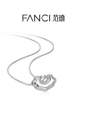 Fanci范琦如意小银锁项链999足银纯银吊坠祥云锁生日礼物锁骨链