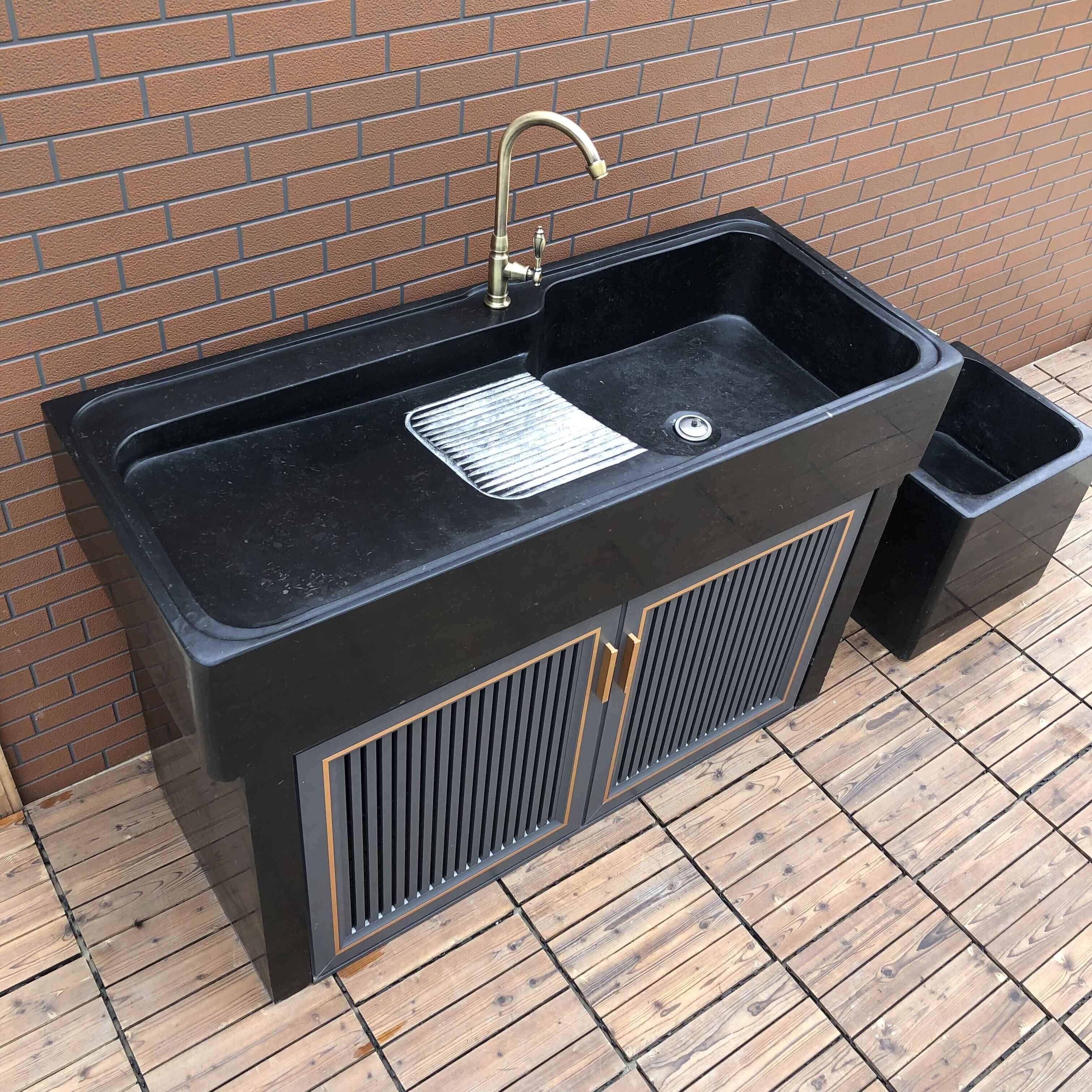 户外大理石洗手盆花园阳台花岗岩一体洗衣水池别墅庭院石头洗菜槽