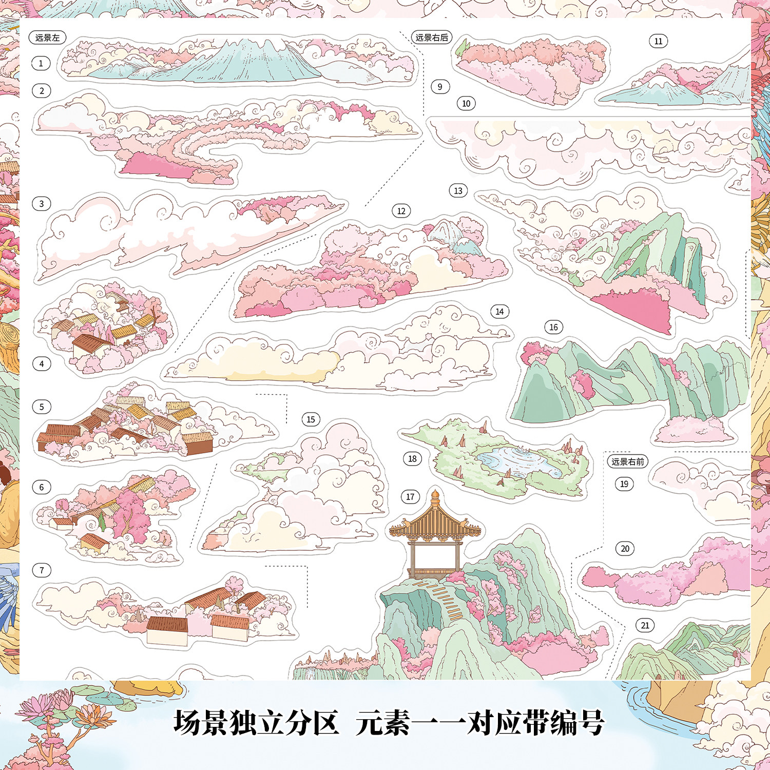 浑水4.0「桃源仙境·百鸟」特油造景贴纸国风场景拼贴解压贴画,淘宝优惠券,粉丝福利购,淘宝优惠卷