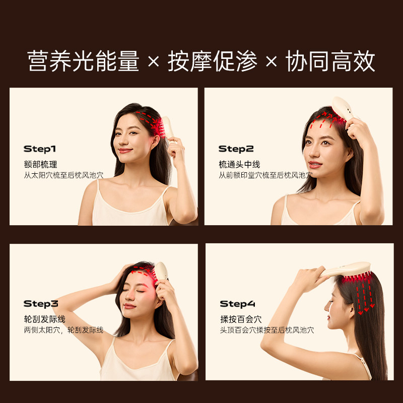 博拉利红光发生梳高聚能光微电流按摩梳电动健发梳导液护发发生仪,淘宝优惠券,粉丝福利购,淘宝优惠卷