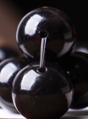 文玩收藏高端牛角黑金手串