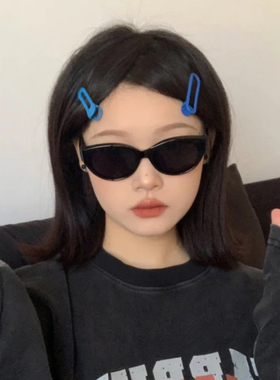 2024新款美式猫眼墨镜复古gm太阳镜高级感小脸辣妹潮酷黑色眼镜女
