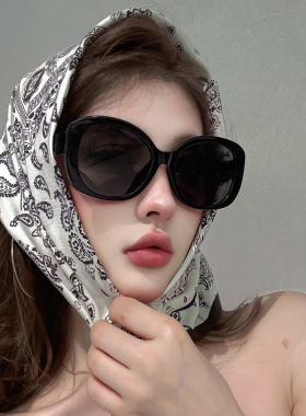 古早黑色大框显瘦墨镜女气质高级感凹造型老钱风海边防晒太阳镜男