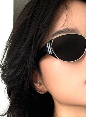 复古老钱风薯薯镜黑色墨镜女凹造型海边太阳眼镜女猫眼防晒高级感