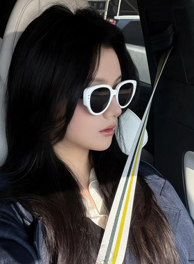 白色猫眼太阳镜网红墨镜2025新款ins欧美辣妹风造型拍照女潮高级