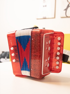 New Starry Sky Transparent Red Childrens Accordion Musical Instrument Playing Birthday Gift Music Toy Musical Instrument Early Education