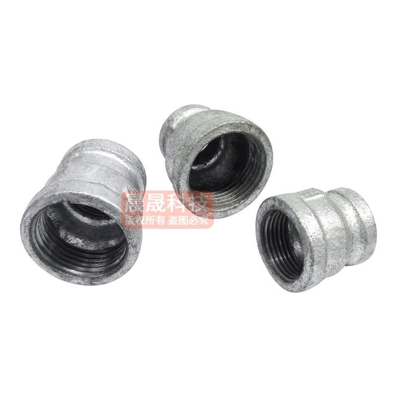 镀锌异径直通大小头直接内丝管箍接头4分6分1寸DN15水管玛钢管件 - 图0