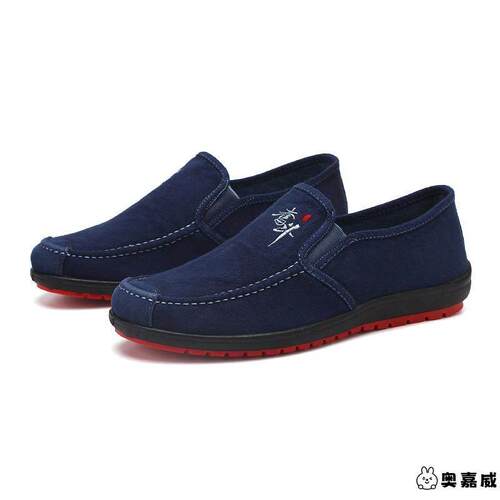 老北京布鞋男款工作鞋2026新款春秋一脚蹬懒人鞋防滑耐磨休闲帆 - 图3