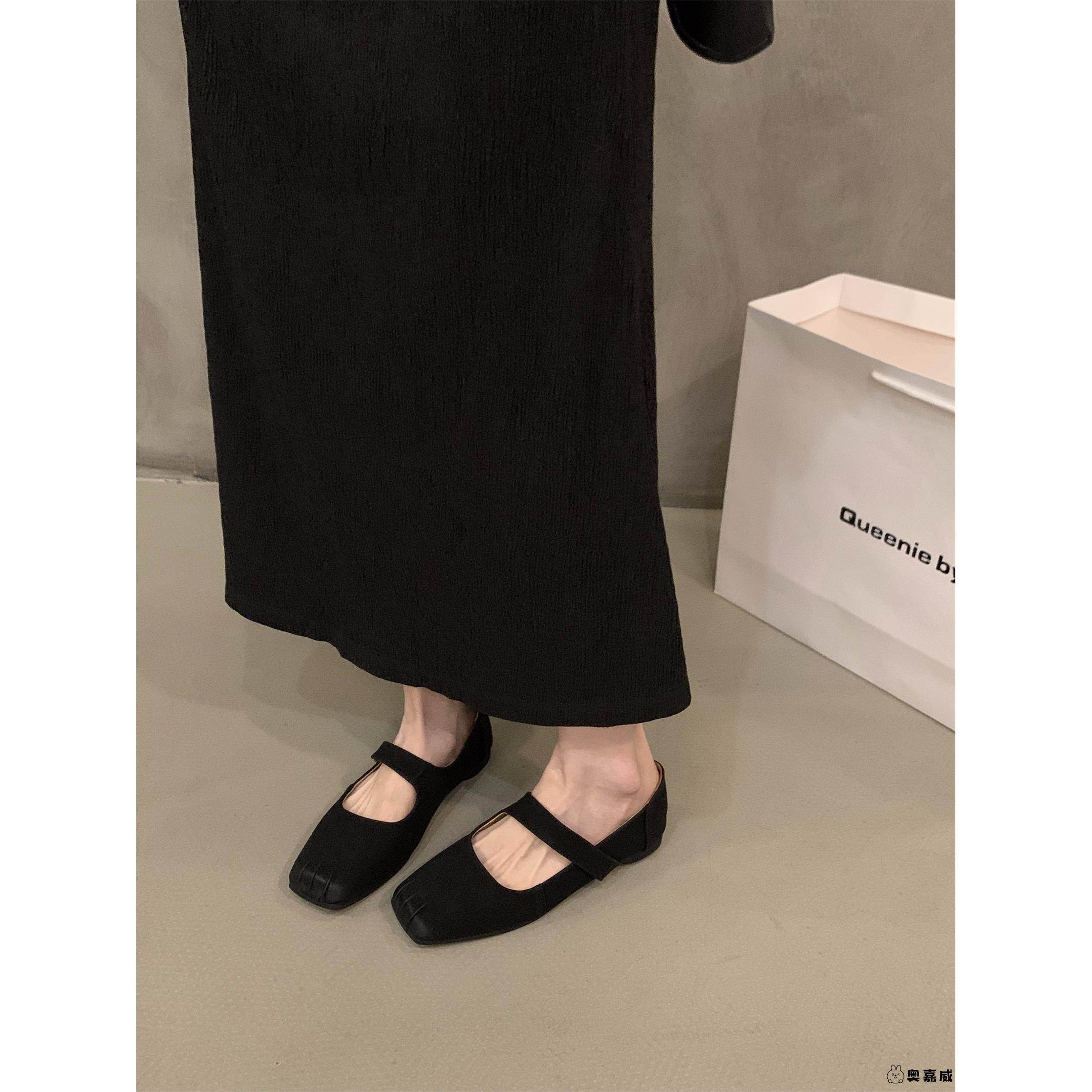 法式平底方头芭蕾舞单鞋仙女鞋子2025新款黑色玛丽珍晚晚风温柔鞋,淘宝优惠券,粉丝福利购,淘宝优惠卷