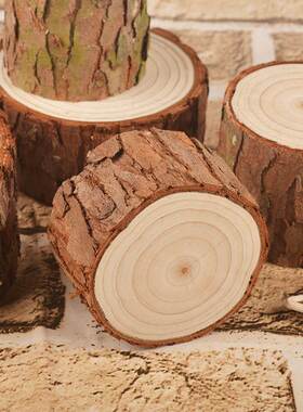 原木底座圆柱实木底座仿真木桩圆形+底座圆形小木块圆木柱实木