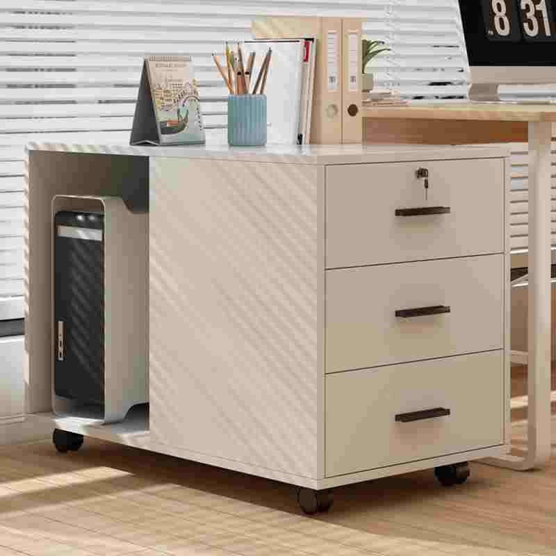 桌下文件柜可移动抽屉式带锁办公室柜子储物资料柜桌边矮柜小侧柜 - 图0