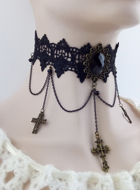 欧美夸张十字架项圈软妹子原宿风蕾丝饰品颈链短项链批 发商GN-15