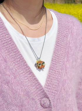 【诺贝尔】原创diy手工项链戴眼镜蒸汽朋克木机器人吊坠情侣礼物