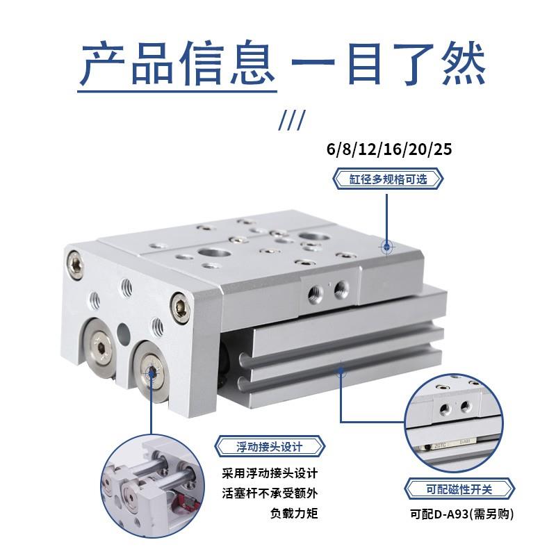 亚德客HLS HLQ6/8/12/16X10X20X30X40X50X75X100SA/SAS/SB气缸/ L - 图1