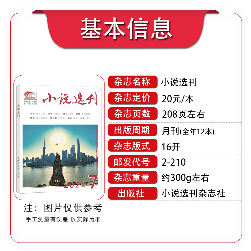 小说选刊杂志2024年1/2/4/5月/全年半年订阅/2022年10月鲁迅文学奖获奖小说人文文学近现代中篇小说散文选刊文学文摘阅读 - 图2