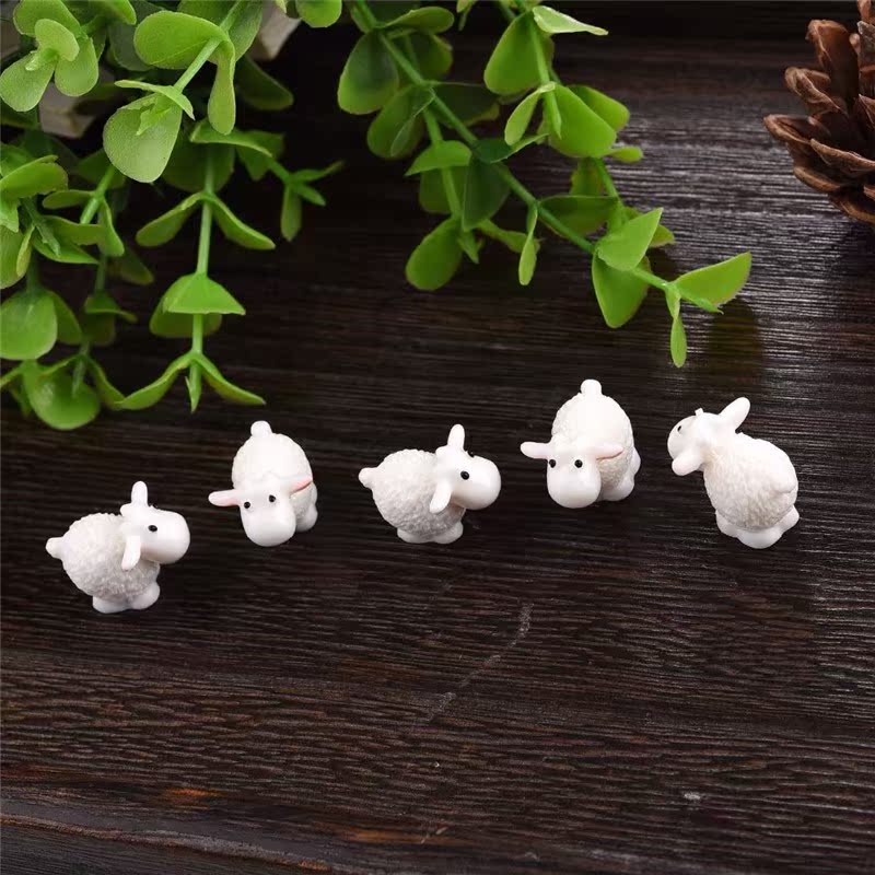 5Pcs / Set Kawaii Mini Sheep Dolphins Animals Home Micro Fai - 图1