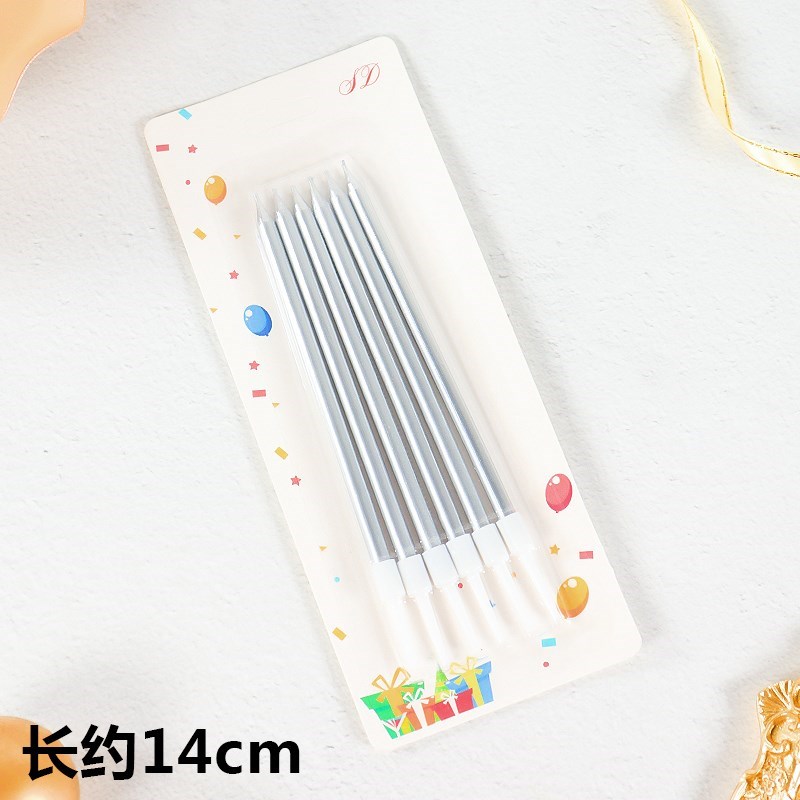 Cakelove 6 PCS golden long pencil cake candle safe flames ki - 图0