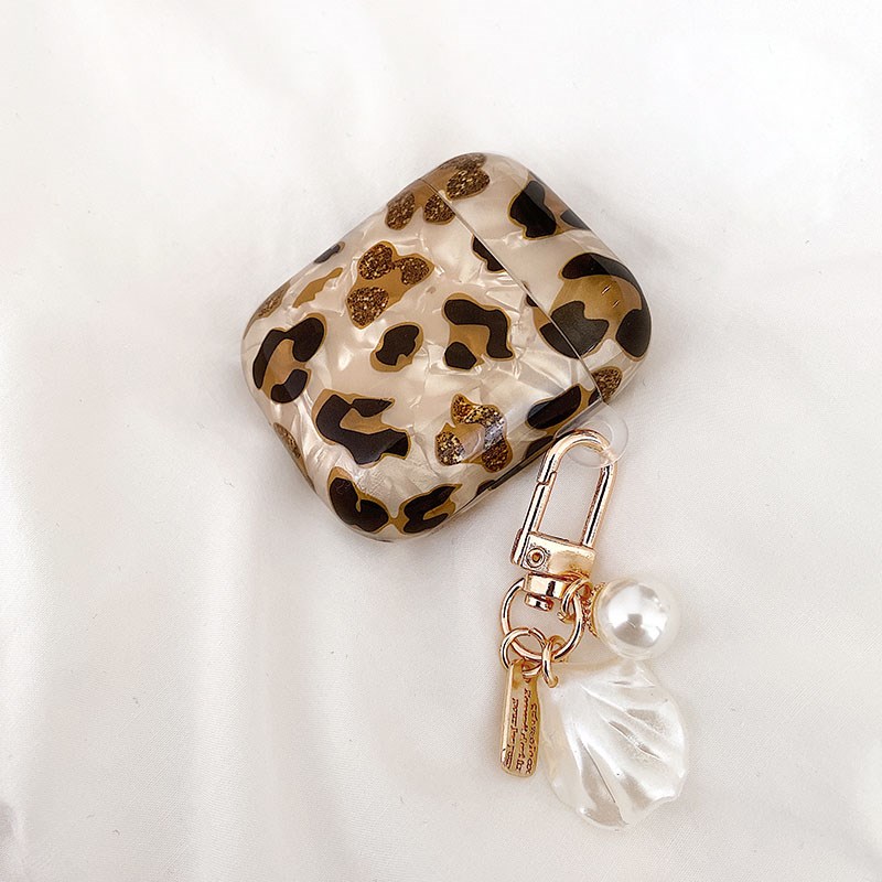 Retro Leopard Pattern Cute Pearl Bracelet Keyring Case for-图3