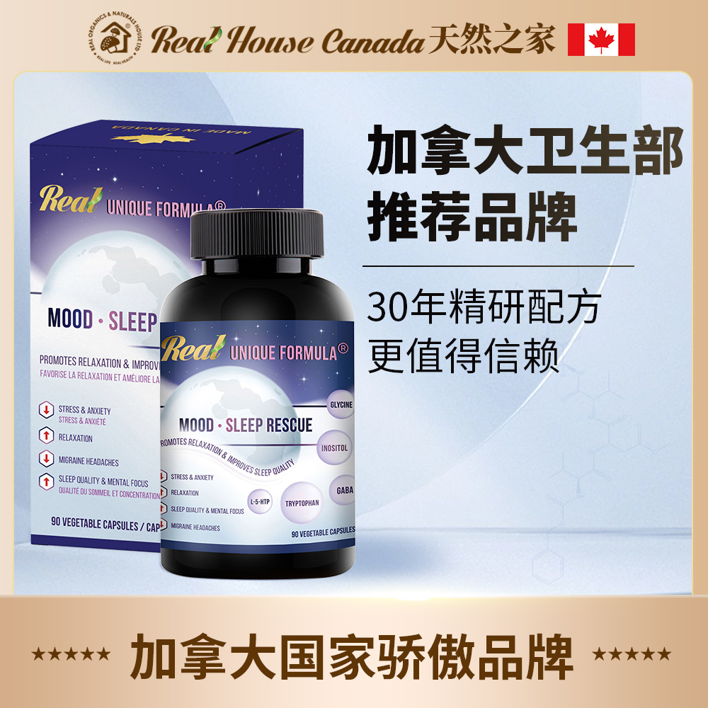 Realhouse加拿大GABA γ氨基丁酸胶囊睡眠5HTP茶氨酸非褪黑素正品 - 图0