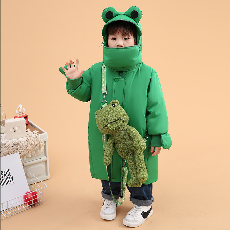 波比猪儿童羽绒服男童洋气青蛙女宝宝小童中长款大童冬装加厚外套,淘宝优惠券,粉丝福利购,淘宝优惠卷