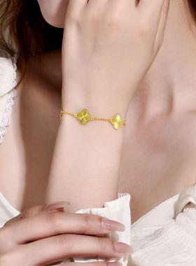 品越手女金色新叶手链送