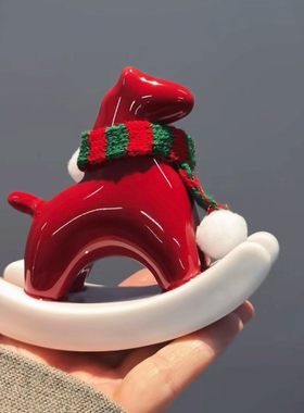 红色小马摆件马年吉祥物本命年桌面装饰品高档精致茶宠陶瓷工艺品