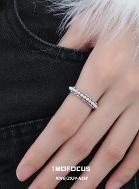 1MOFOCUS原创设计珍珠环绕戒指女简约百搭个性小众高级感开口指环